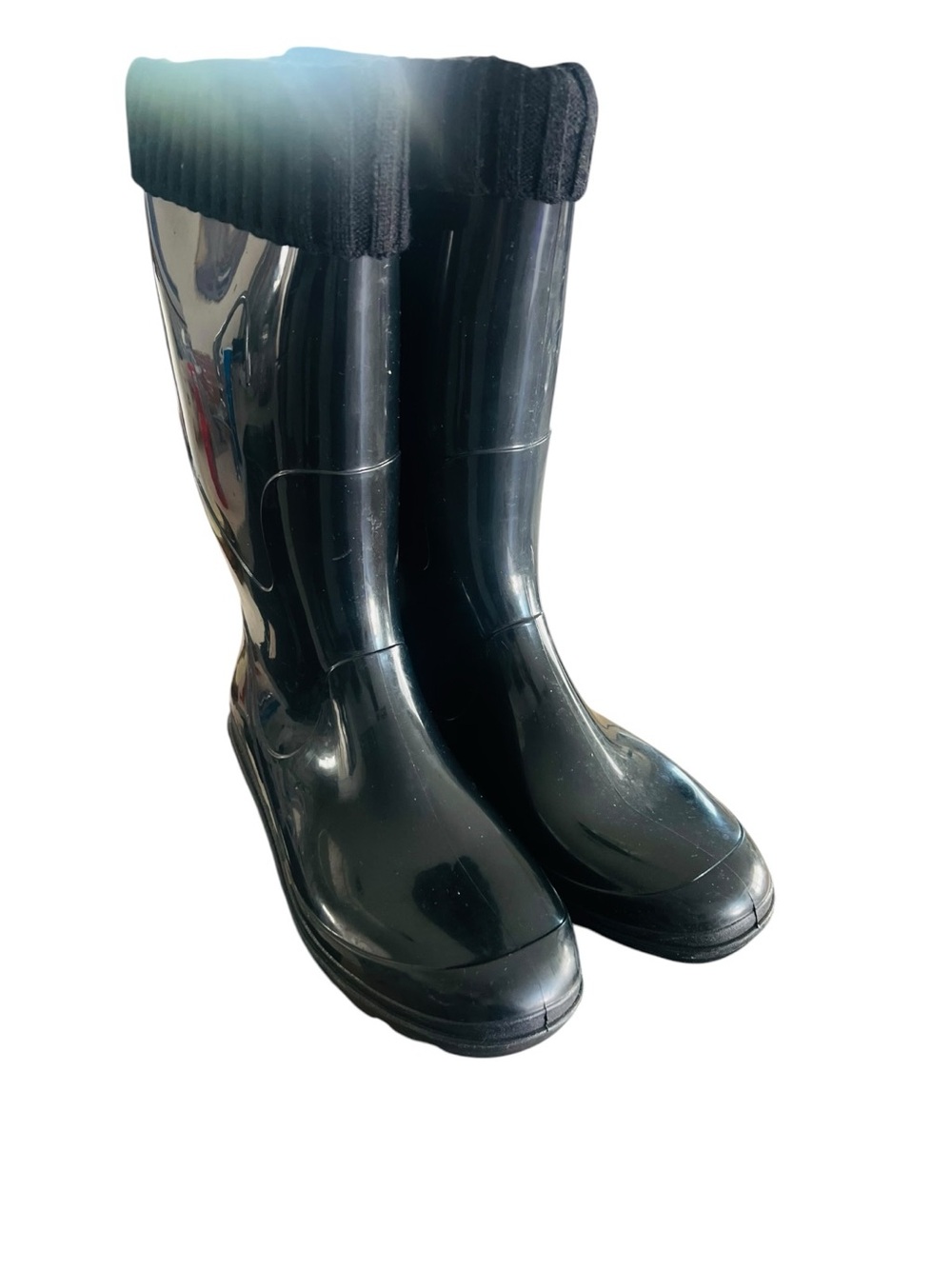 Kamik Kelly Waterproof Rain Boots Women’s Size 9 Black Mid-Calf Rubber Knit Cuff